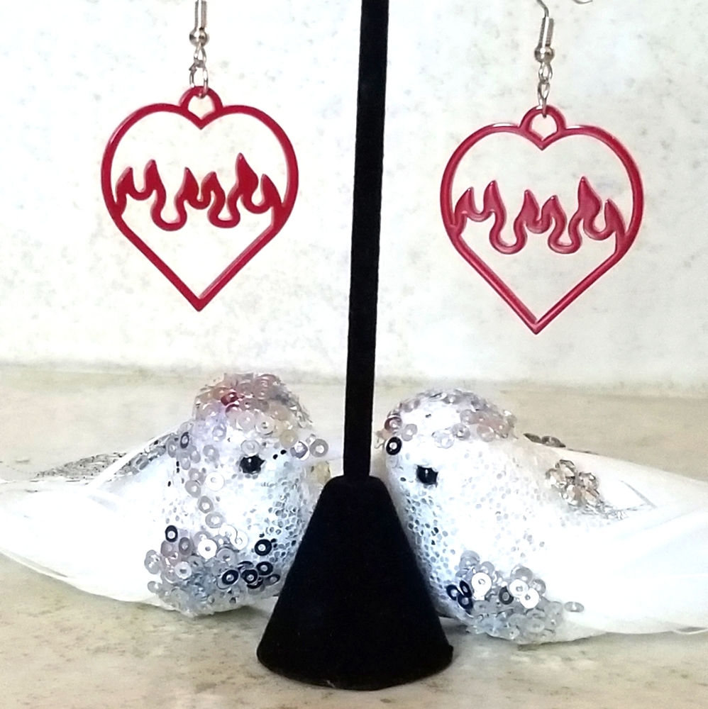 Fire Heart Earring